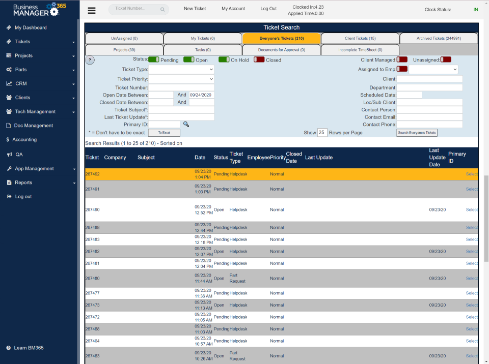 screenshot of Business Manager 365